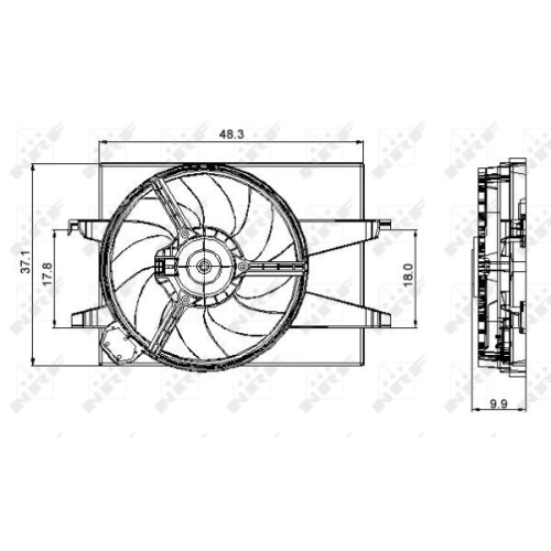 Ventilator radiator GMV Ford Fiesta 5 (Jh, Jd), Fusion (Ju); Mazda 2 (Dy) Nrf 47006