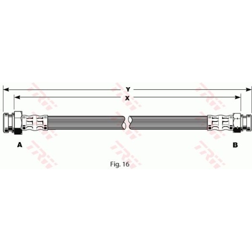 Furtun frana spate TRW, Hyundai Galloper; Mitsubishi Colt, Galant III, L 300, Lancer, Pajero, 2001-, Pajero, 1982-2001, Sapporo, 1987-1990, Space Runner, 1991-1999, Space Wagon, 1984-2000, partea stanga=dreapta, spate; puntea spate; stanga; dreapta