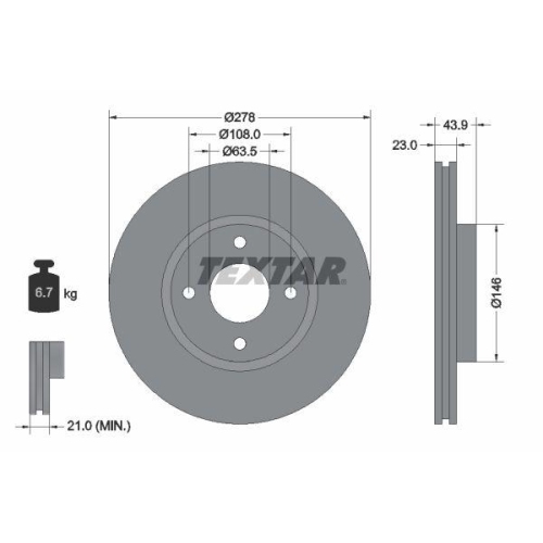 Set disc frana Ford B-Max (Jk) 10.12-, B-Max Van (Jk) 08.12-, Fiesta Sedan 04.10-04.17, Fiesta 6 (Cb1 Ccn) 06.08-04.17, Fiesta 6 Van 08.08-04.17, Tourneo Courier B460 Mpv 02.14-, Transit Courier B460 Mpv 02.14-, Transit Courier B460 Van 02.14-, Fata, 278X