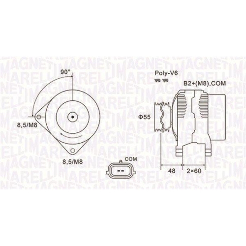 Alternator Renault: Clio 2 (Bb), Clio 3 (Br0/1), Fluence (L3), Grand Scenic 3 (Jz0/1), Kangoo 2 (Kw0/1), Laguna Coupe (Dt0/1), Megane 2 (Bm0/1), Megane 3 (Dz0/1), 1.5 dCi, 1.6 16V, 1.6 Hi-Flex, MAGNETI MARELLI