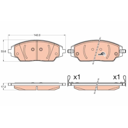 Placute frana Chevrolet Aveo Liftback (T300), Aveo Saloon (T300), 1.2, 1.2 LPG, 1.3 D, 1.4, 1.6, punte fata, pregatit pentru senzor uzura; TRW