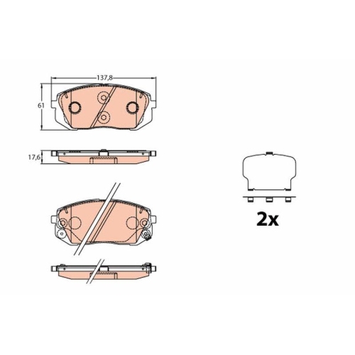Placute frana Hyundai I40 1 (Vf), I40 1 Cw (Vf), I40 1 Estate Van (Vf), 1.6 CRDi, 1.6 GDI, 1.7 CRDI, 2.0 CVVT, 2.0 GDi, punte fata, cu indicator uzura acustic, TRW