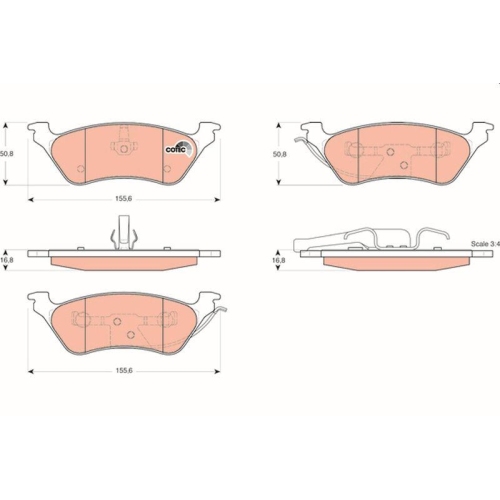 Placute frana Chrysler Voyager 4 (Rg, Voyager 4 Van (S ); Dodge Caravan (Rg ); Jeep Cherokee (Kj), 2.4, 2.5 CRD, 2.8 CRD, 3.3, 3.3 AWD, 3.8, 3.8 AWD, 3.8 (SYX53), 2.4 4x4, 2.8 CRD 4x4, 3.7 4x4, Spate, nu este pregatit pentru senzor uzura; TRW
