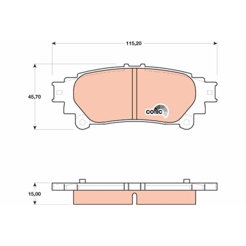Placute frana Lexus Gs ( L1 ), Is 3 ( E3 ), Rc ( C1 ), Rx ( L1 ); Toyota Highlander / Kluger ( U5 ), Sienna ( L3 ), punte spate, nu este pregatit pentru senzor uzura; TRW