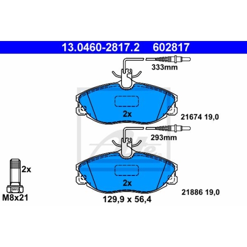 Set placute frana Ate 13046028172, parte montare : Punte fata