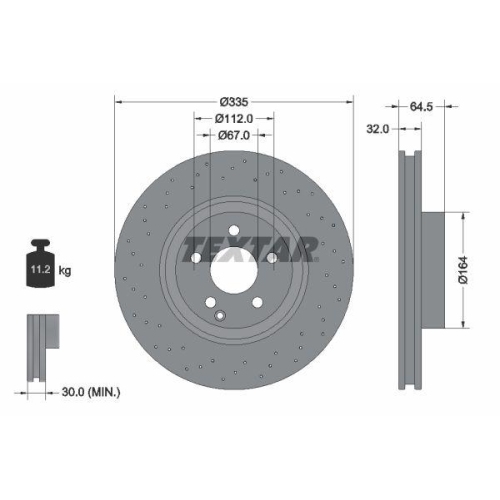 Set disc frana Mercedes Clasa S (W221) 09.05-12.13, Clasa S Coupe (C216) 05.06-12.13, Fata, 335X32mm, ventilat, TEXTAR