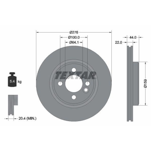 Set disc frana Mini Mini (R50 R53) 06.01-09.06, Mini Cabriolet (R52) 04.04-07.08, Fata, 276X22mm, ventilat, TEXTAR