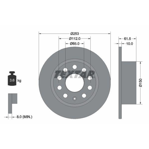 Set disc frana Skoda Octavia 3 (5e3 Nl3 Nr3) 11.12-03.21 , Spate, 253X10mm, plin, TEXTAR