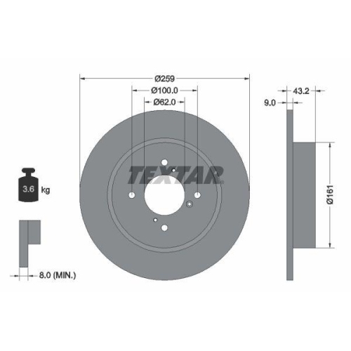 Set disc frana Suzuki Swift 4 (Fz Nz) 10.10-, Spate, 259X9mm, plin, TEXTAR