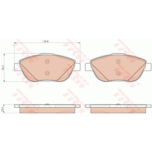 Placute frana Citroen C3 2, 11.2009-, Ds3, 11.2009-07.2015, Peugeot 2008, 03.2013-, TRW