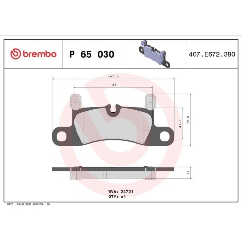 Placute frana Porsche Cayenne (92a) 05.10-, Spate, BREMBO