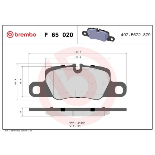 Placute frana Porsche Panamera (970) 03.09-12.17, Panamera (971) 05.16-, Panamera Sport Turismo (971) 05.17-, Spate, BREMBO