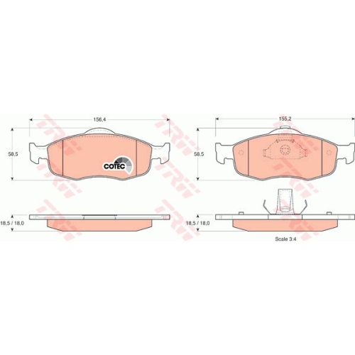 Set placute frana Trw GDB1107, parte montare : Punte fata