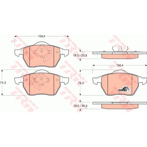 Set placute frana Trw GDB1200, parte montare : Punte fata