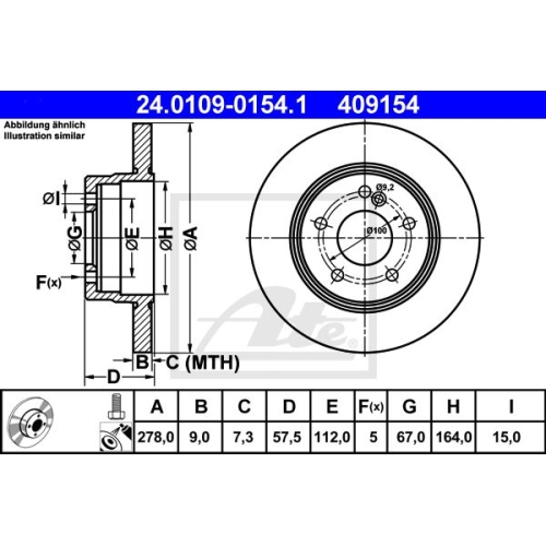 Disc frana Ate 24010901541, parte montare : Punte spate