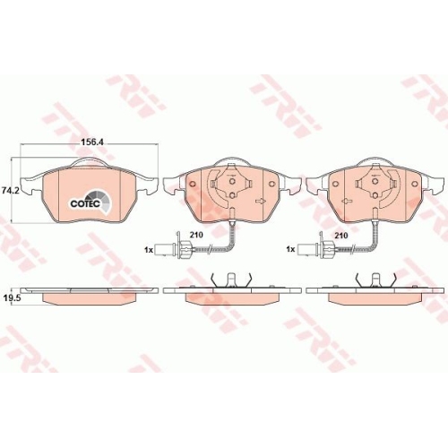 Placute frana Audi A4 Cabriolet (8h7, B6, 8he, B7), 04.2002-03.2009, A6 Avant (4f5, C6), 03.2005-08.2011, Seat Exeo (3r2), 12.2008-, Skoda Superb (3u4), 12.2001-03.2008, Vw Golf 4 (1j1), 08., TRW