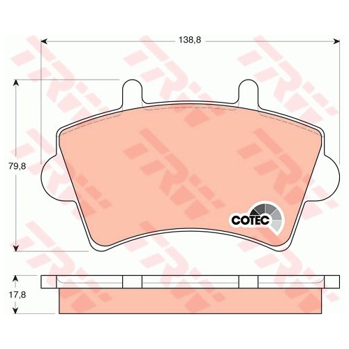 Placute frana Nissan Interstar Bus (X70), 04.2002-, Interstar Platou / Sasiu, 08.2003-, Opel Movano Autobasculanta (H9), 01.1999-, Renault Master 2 Caroserie (Fd), 07.1998-, TRW