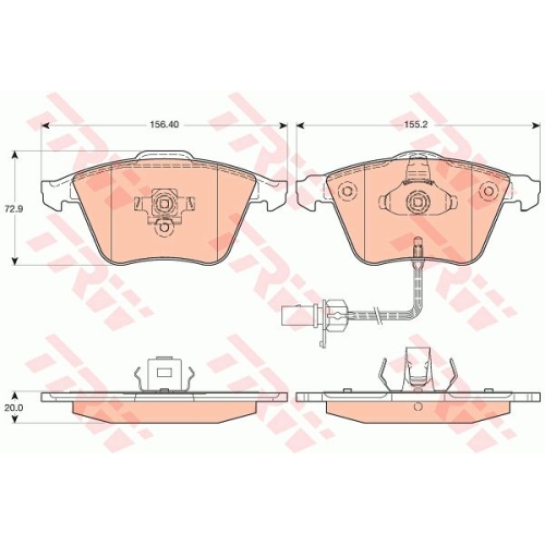 Set placute frana Trw GDB1617, parte montare : Punte fata