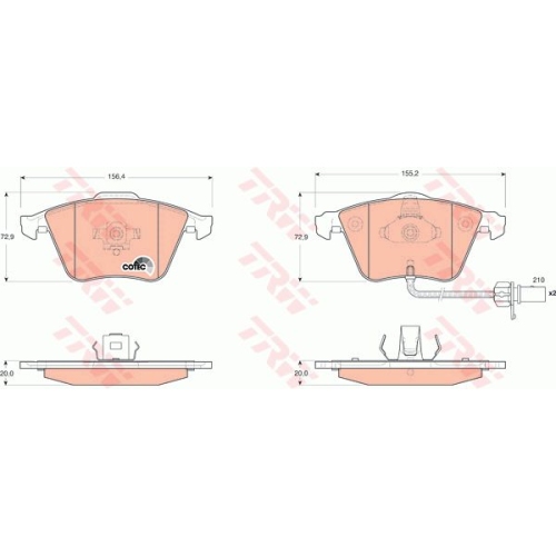 Set placute frana Trw GDB1659, parte montare : Punte fata Set placute frana Trw GDB1659, parte montare : Punte fata