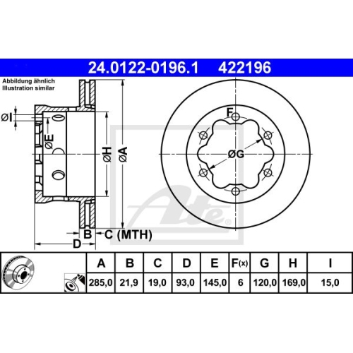 Disc frana Ate 24012201961, parte montare : Punte spate