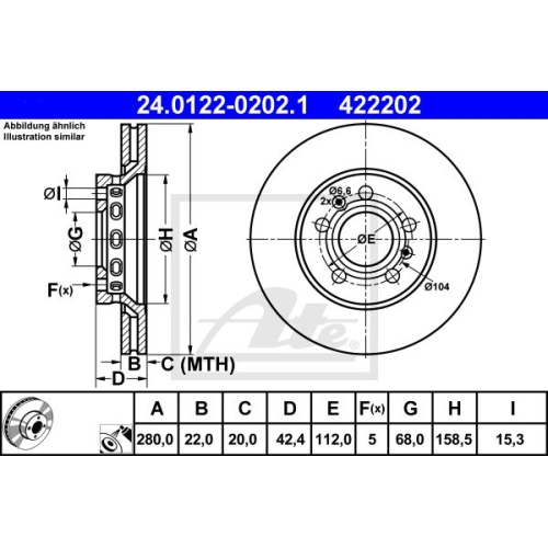 Disc frana Ate 24012202021, parte montare : Punte spate