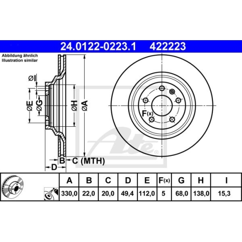 Disc frana Ate 24012202231, parte montare : Punte spate