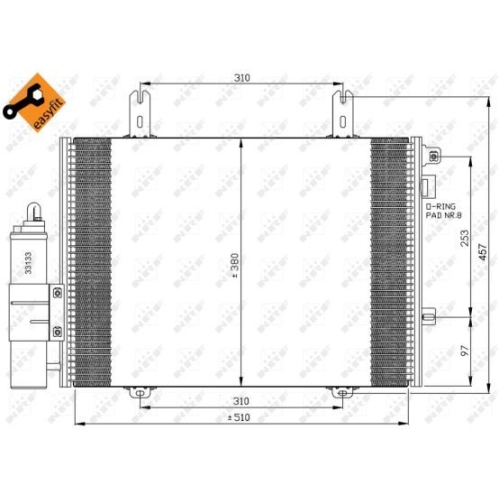 Condensator climatizare, Radiator clima Nissan Kubistar (X76); Renault Clio 2, Kangoo (Kc0/1), Symbol 1, Symbol 2 Nrf 35353