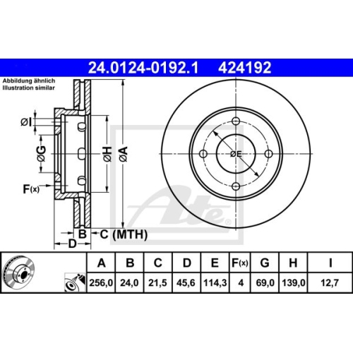 Disc frana Ate 24012401921, parte montare : Punte fata