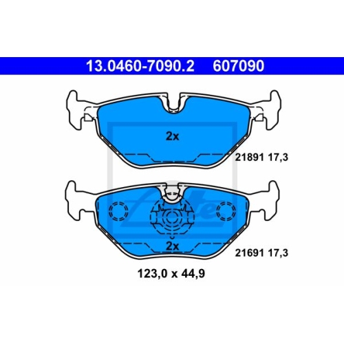 Set placute frana Ate 13046070902, parte montare : Punte spate