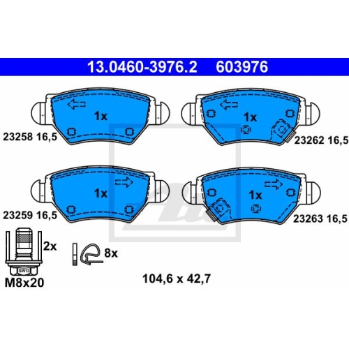 Set placute frana Ate 13046039762, parte montare : Punte spate