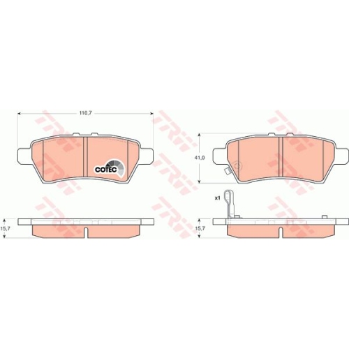 Placute frana Nissan Navara (D40), 10.2004-, Pathfinder (R51), 01.2005-, Motorizare 2.5 Dci, TRW