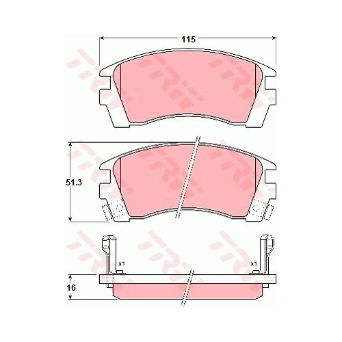 Set placute frana Trw GDB1013, parte montare : Punte fata