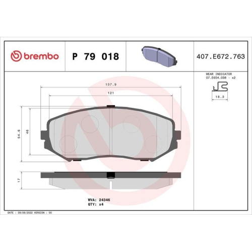 Placute frana Suzuki Grand Vitara I (Ft Ht) 03.98-08.08, Grand Vitara I Open Off-Road Vehicle (Gt) 03.98-09.05, Grand Vitara 2 (Jt Te Td) 04.05-, Xl7 (Da Db) 09.06-12.09, Fata, BREMBO