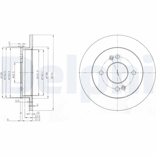 Set discuri frana spate DELPHI, Hyundai I10 (Pa), 10.2007-; Kia Picanto (Ja), 03.2017-, Picanto (Sa), 04.2004-, Picanto (Ta), 05.2011-, spate; puntea spate