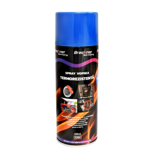 Spray vopsea acrilic termorezistent la 400 grade albastru 450ml, Breckner Germany