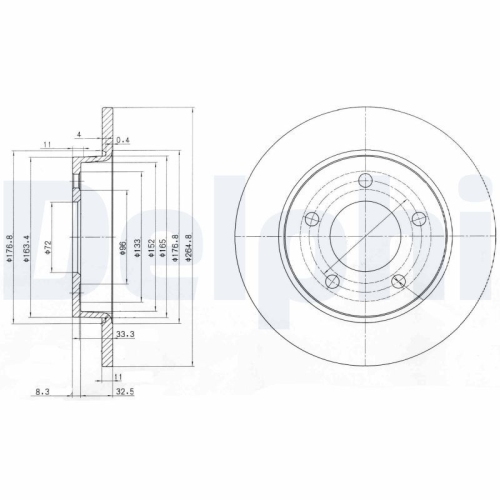 Set discuri frana spate DELPHI, Mazda 3 (Bk), 10.2003-12.2009, 3 (Bl), 12.2008-2014, 3 Limuzina (Bk), 09.99-12.2009, 3 Limuzina (Bl), 12.2008-2014, spate; puntea spate