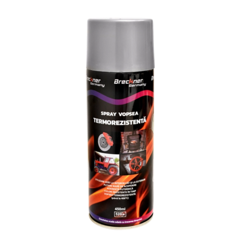 Spray vopsea acrilic termorezistent la 400 grade argintiu 450ml, Breckner Germany
