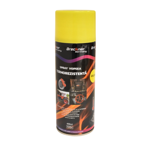 Spray vopsea acrilic termorezistent la 400 grade, galben, 450ml, Breckner Germany