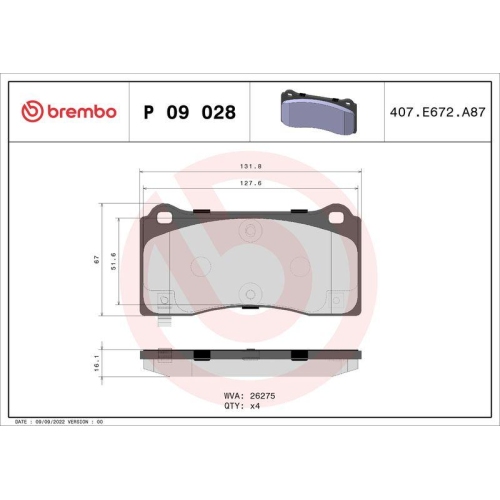 Placute frana Tesla Model 3 (5yj3) 01.17-, Model Y (5yjy) 03.19-, Fata, BREMBO