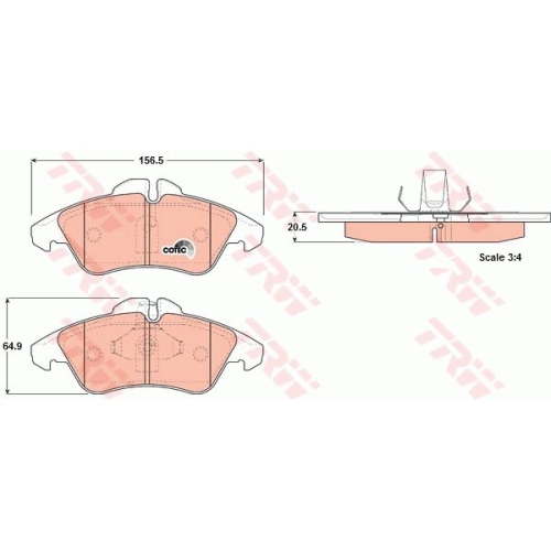 Placute frana Mercedes Sprinter 2-T Bus (901, 902), 1995-2006, Sprinter 4-T Platou / Sasiu (904), 1996-2006, V-Class (638/2), 1996-07.2003, Vito Caroserie (638), 1997-2003, Vw Lt 28-35 2 Aut, TRW