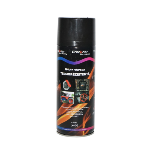 Spray vopsea acrilic termorezistent la 400 grade, negru, 450ml, Breckner Germany