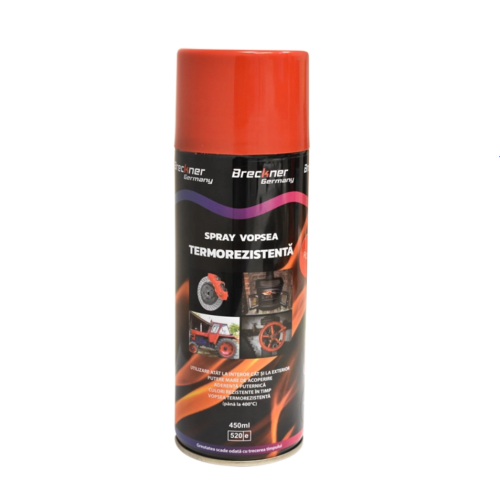 Spray vopsea acrilic termorezistent la 400 grade, rosu, 450ml, Breckner Germany