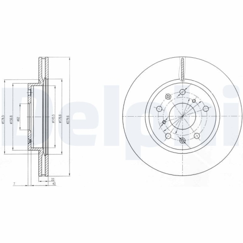 Set discuri frana fata DELPHI, Fiat Sedici (Fy ), 06.06-10.14; Mitsubishi L 300 III Bus, 08.1986-12.2013; Suzuki Sx4 (Ey, Gy), 06.06-, Sx4 Limuzina (Gy, Rw), 10.2007-, Fata; puntea fata
