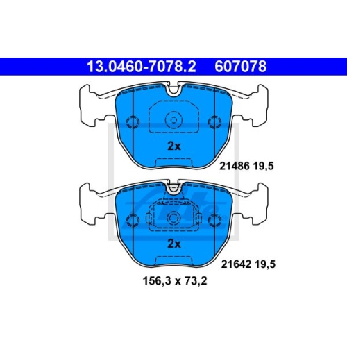 Placute frana Bmw Seria 5 (E39), 09.1995-06.2004, Seria 7 (E38), 10.1994-11.2001, X3 (E83), 01.2003-12.2011, X5 (E53), 05.2000-02.2007, ATE