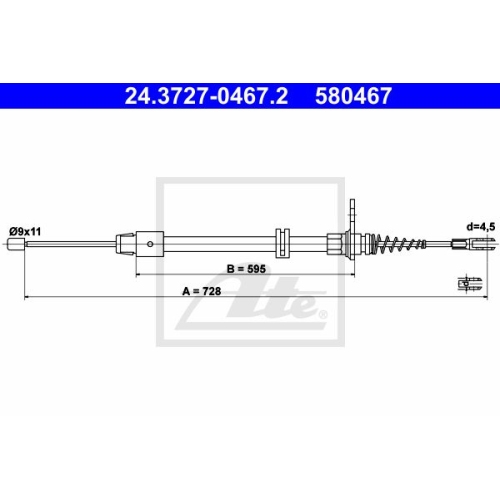 Cablu frana mana Mercedes Clasa C (W204), Clasa Clasa E (C207), Ate 24372704672, parte montare : Spate