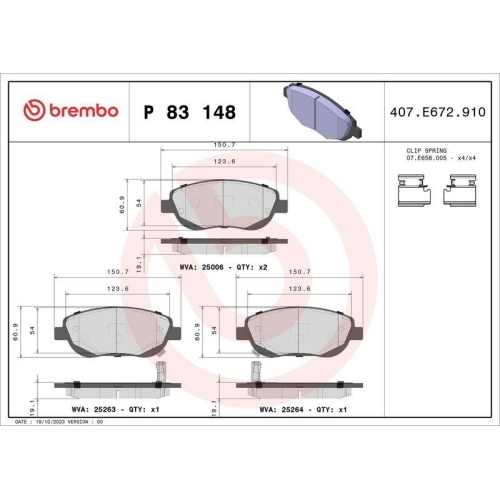 Placute frana Toyota Avensis Estate ( T27) 11.08-10.18, Avensis Sedan ( T27) 11.08-10.18, Verso ( R2) 04.09-08.18, Verso Van ( R2) 04.09-08.18, Fata, BREMBO