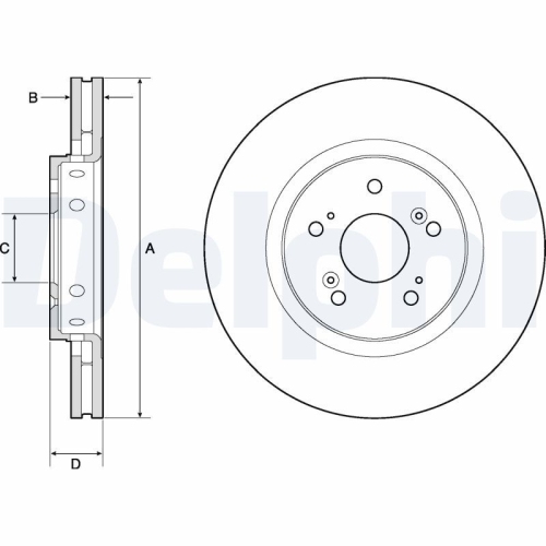 Set discuri frana fata DELPHI, Honda Cr-V IV (Rm ), 01.12-, Fata; puntea fata