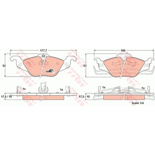 Placute frana Opel Astra G Cabriolet (F67), 03.2001-10.2005, Zafira A (F75 ), 04.1999-06.2005, TRW