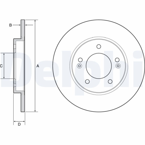 Set discuri frana spate DELPHI, Hyundai I30, 11.2016-, I30 Combi (Pde), 03.2017-, I30 Fastback (Pde, Pden), 06.2017-, spate; puntea spate