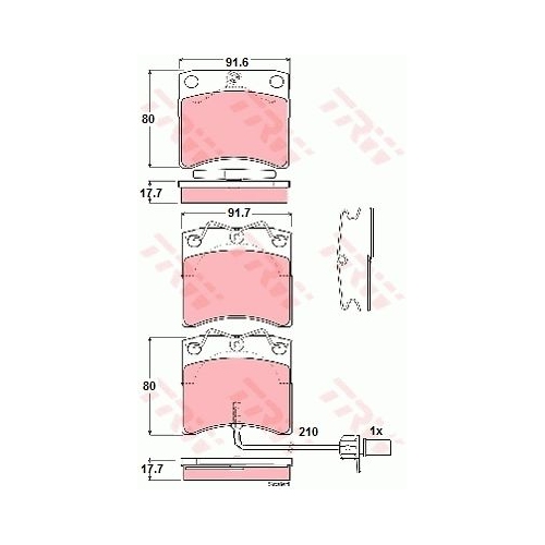 Set placute frana Trw GDB1368, parte montare : Punte fata